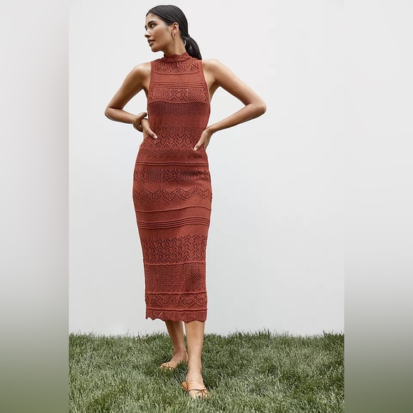 Anthropologie Crochet Midi Dress